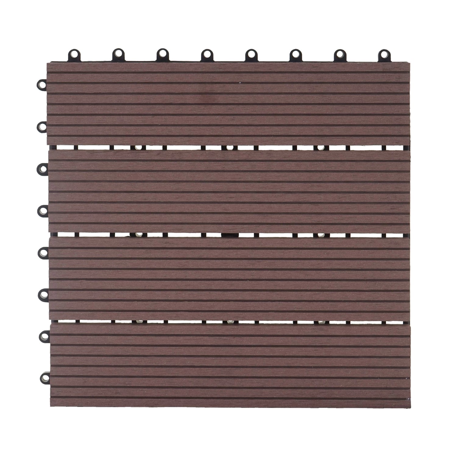 MCW WPC Bodenfliese Sarthe Holzoptik Balkon/Terrasse 11x Je 30x30cm - 1qm Coffee Linear von MCW