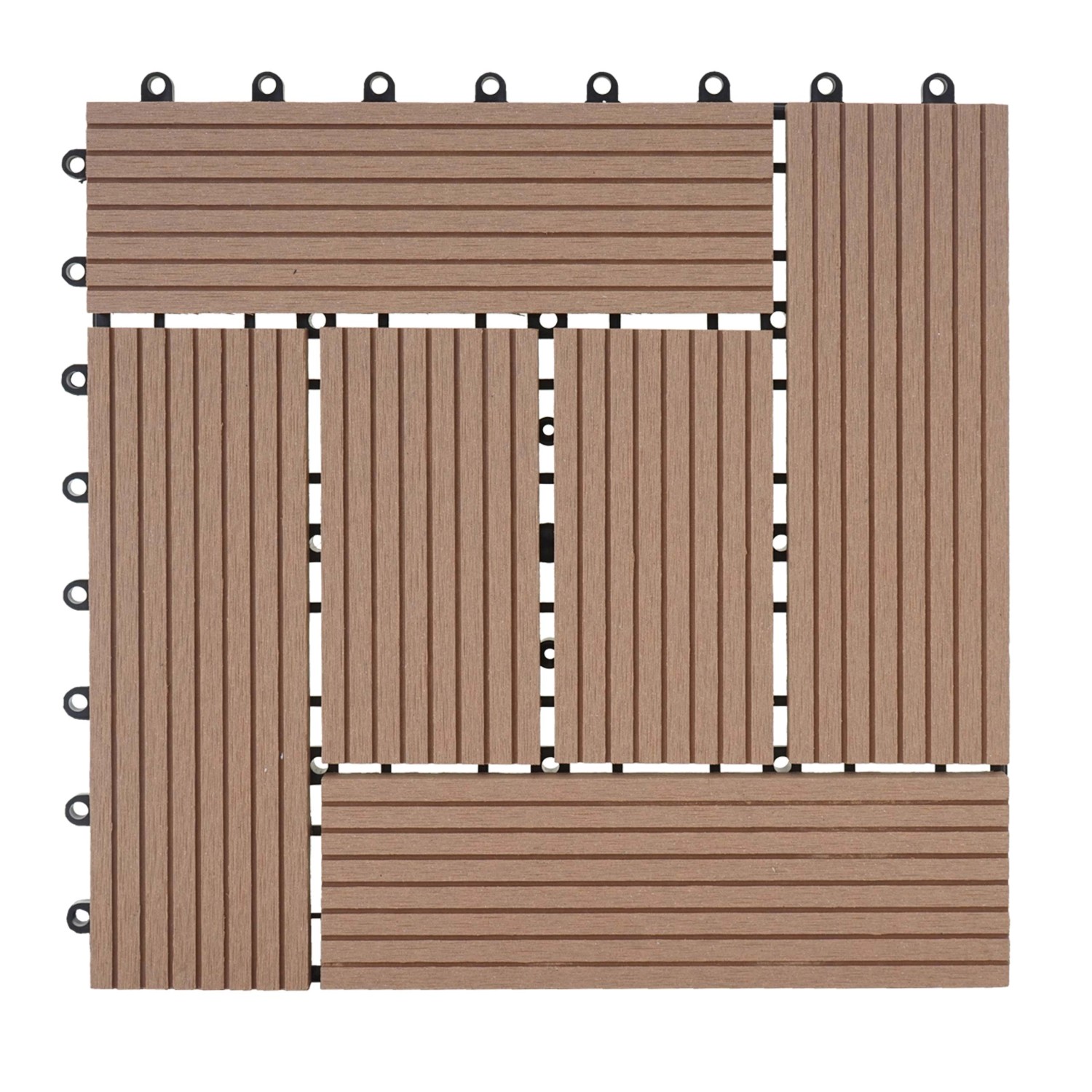 MCW WPC Bodenfliese Sarthe Holzoptik Balkon/Terrasse 11x Je 30x30cm - 1qm Teak Versetzt von MCW