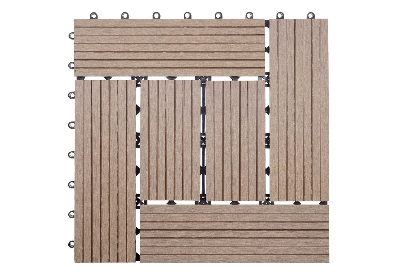 MCW WPC-Fliesen Sarthe, Set, 11 St., 11er, Witterungs- und UV-Beständig, Holzoptik, Hitze- und Kälteisolierend von MCW