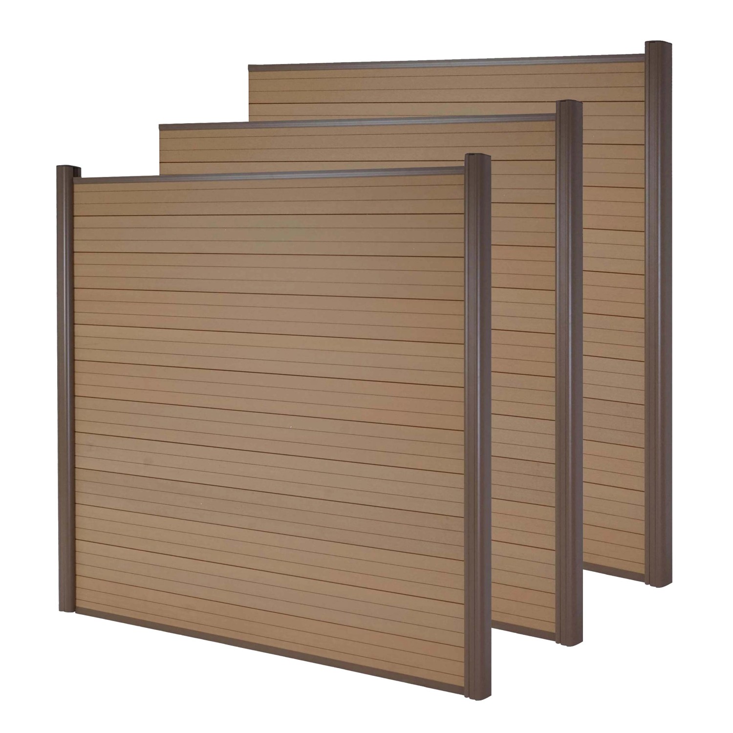 MCW WPC-Sichtschutz Savoie Windschutz Zaun Alu-Pfosten - 3er Set 5,6m Teak von MCW