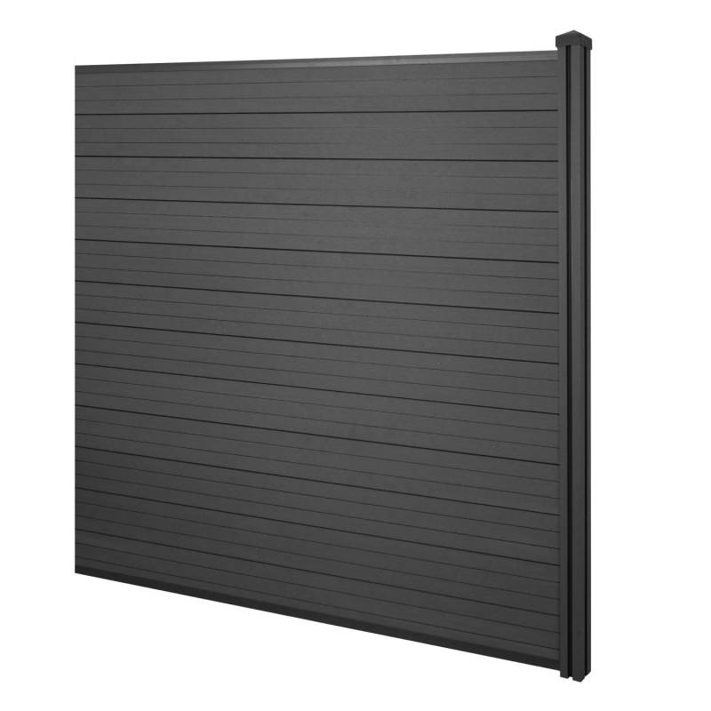MCW WPC-Sichtschutz Savoie Windschutz Zaun WPC-Pfosten - Erweiterungselement 1,88m Anthrazit von MCW