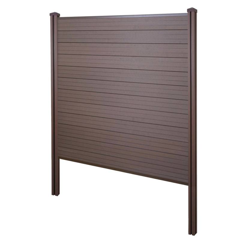 MCW WPC-Sichtschutz Savoie Windschutz Zaun WPC-Pfosten Zum Einbetonieren - Basiselement 195cm Braun von MCW