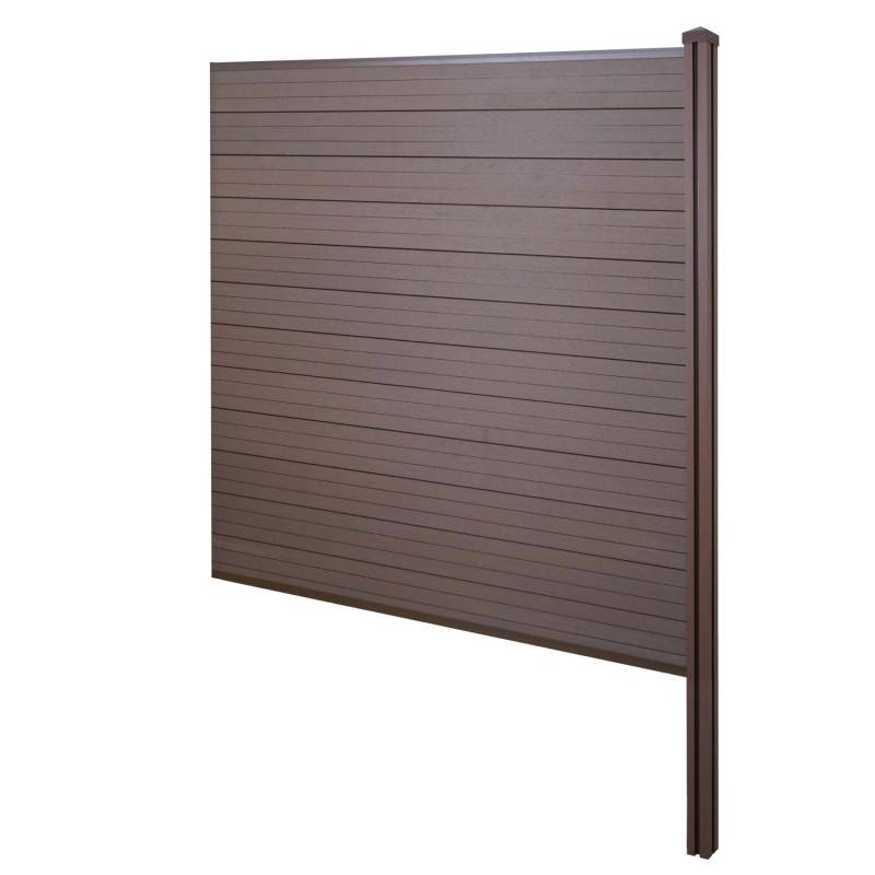 MCW WPC-Sichtschutz Savoie Windschutz Zaun WPC-Pfosten Zum Einbetonieren - Erweiterungselement 188cm Braun von MCW