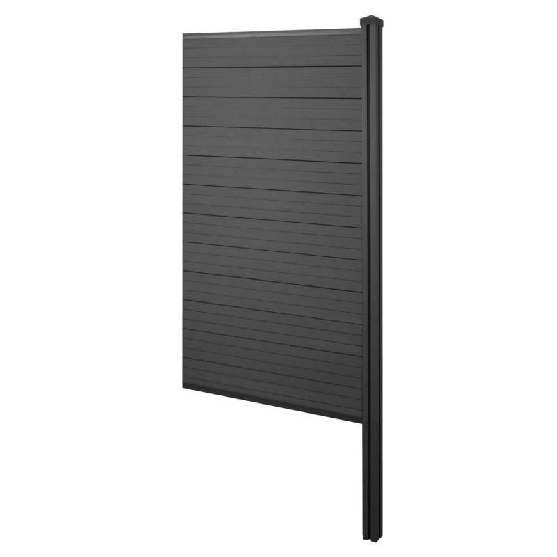 MCW WPC-Sichtschutz Savoie Windschutz Zaun WPC-Pfosten Zum Einbetonieren - Erweiterungselement Schmal 98cm Anthrazit von MCW
