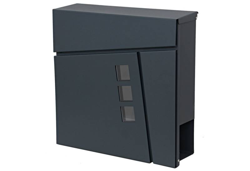 MCW Wandbriefkasten MCW-B29, Front mit 3 Sichtfenstern, Mit Zeitungsfach, Inkl. 2 Schlüsseln von MCW