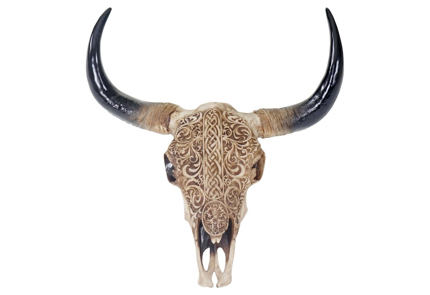 MCW Wanddekoobjekt Stier Skull Tribal-45, Indoor/Outdoor-geeignet, Witterungsbeständig, Frostbeständig bis -10° C, Hohe Bruchfestigkeit von MCW