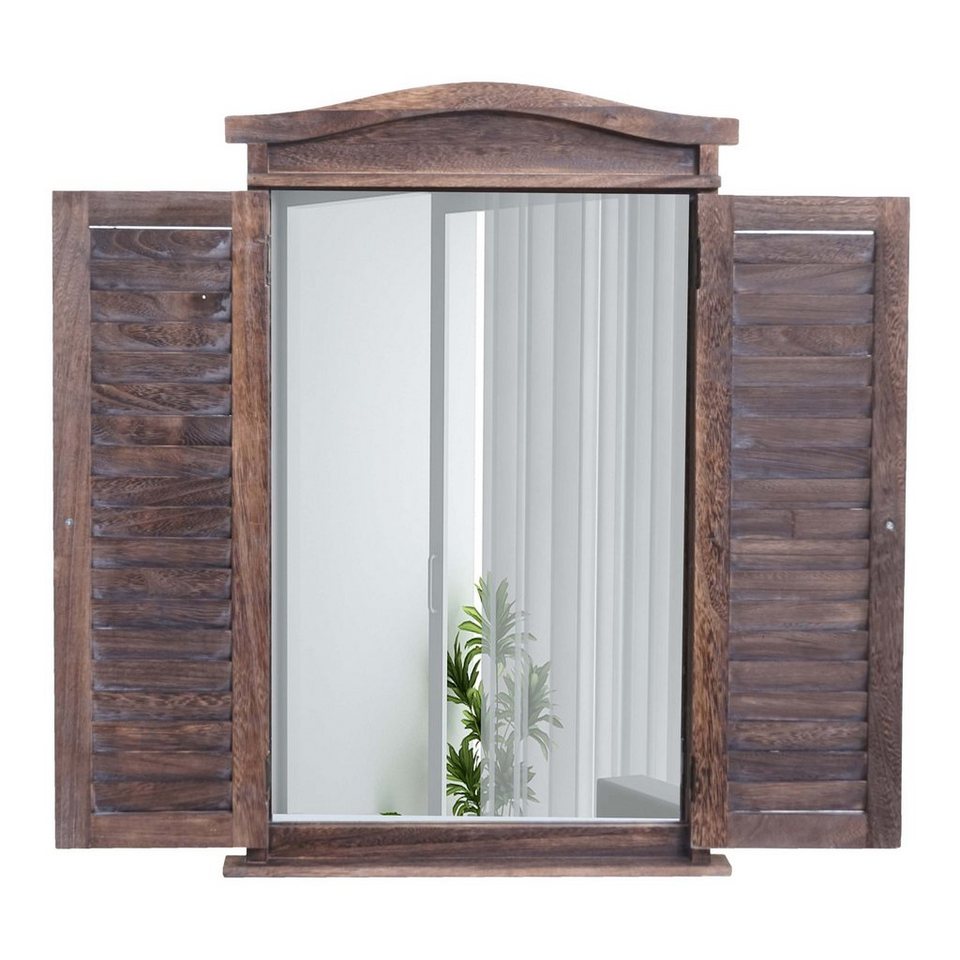 MCW Wandspiegel Spiegel (1-St), Fensterladenoptik, Einfache Wandmontage durch 2 Aufhängeösen von MCW