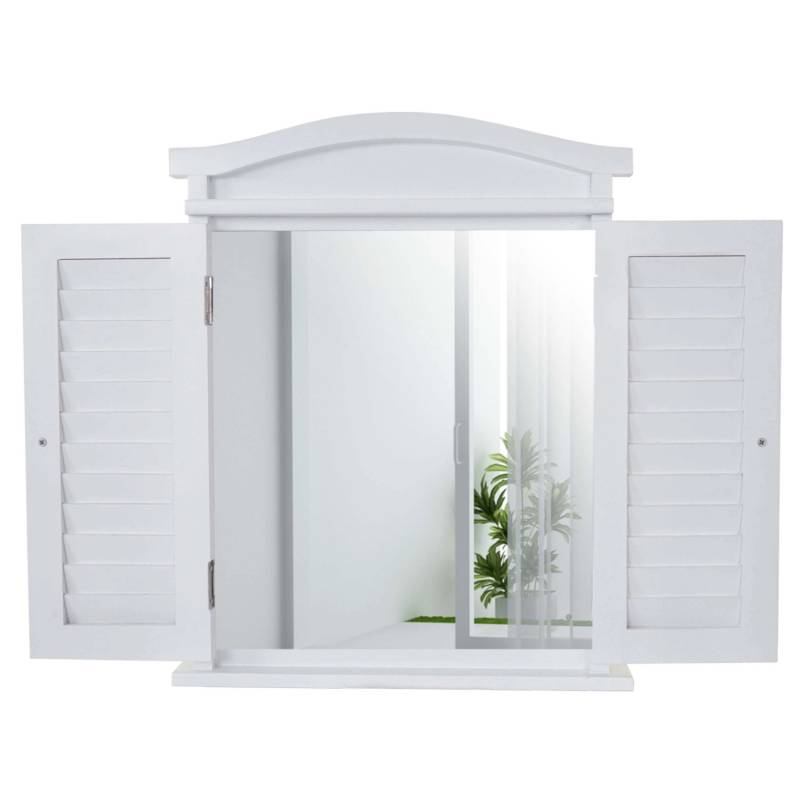 MCW Wandspiegel mit Fensterläden Weiß Lackiert von MCW
