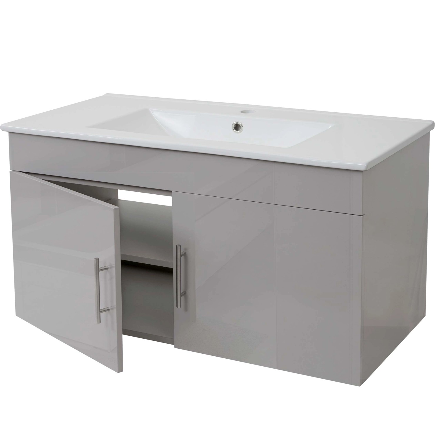 MCW Waschbecken mit unterschrank D16 Waschbecken Waschtisch Hochglanz 90cm Grau MCW Waschbecken mit unterschrank D16 Waschbecken Waschtisch Hochglanz 90cm Grau von MCW