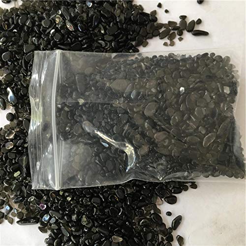 MCWJ 50g 100g 1000g Großhandel natürliche 2-6mm schwarzer Obsidian Kies getrommelt Stein Kristall Mineralien Aquarium Garten Blumentopf Feng Shui-100 g von MCWJ