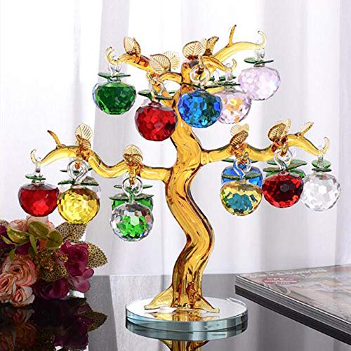 MCWJ Kristall-Apfelbaum Kristallglas Apfelbaum Ornamente 18 stücke Hängende Äpfel Home Decor Figuren-gelber Kofferraum_18 stücke 3cm Äpfel. von MCWJ