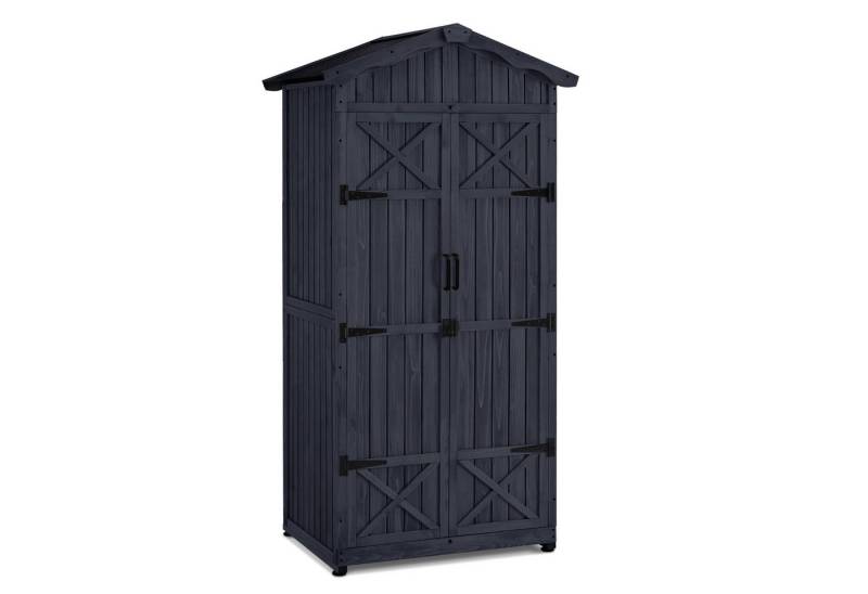 MCombo Gerätehaus M MCombo Gartenschrank Gartenhaus Holz 1165GY, Outdoor Wetterfest mi 2 Regale, mit Verschlussriegel von MCombo