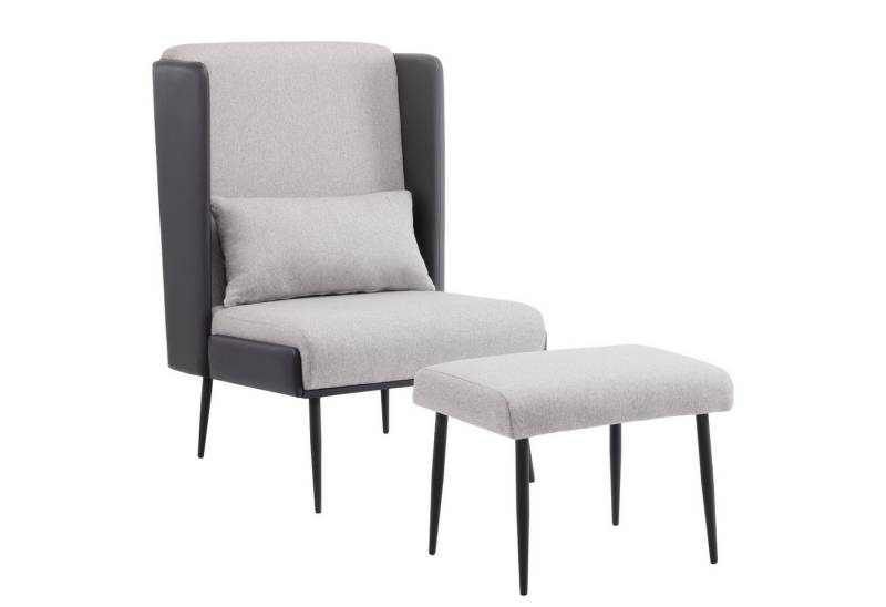 MCombo Ohrensessel M MCombo Ohrensessel mit Hocker 4707, Polstersessel Relaxsessel, Stoff/Kunstleder von MCombo