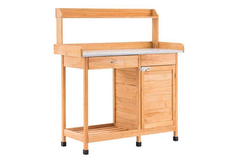 MCombo Pflanztisch MCombo Pflanztisch Gärtnertisch Blumentisch 0440/ 0440EY, mit Schublade Unterschrank, Holz, 101 x 45 x 121 cm von MCombo