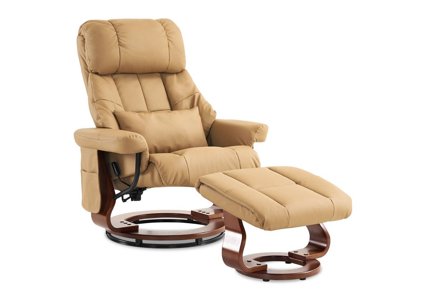 MCombo Relaxsessel MCombo Massagesessel mit Hocker 9068, 360°drehbarer Relaxsessel mit Liegefunktion von MCombo