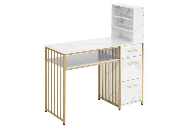 MCombo Schreibtisch M MCombo Schreibtisch Manikürtisch Computertisch Holz 2420, 3 Schubladen, mit Regal von MCombo