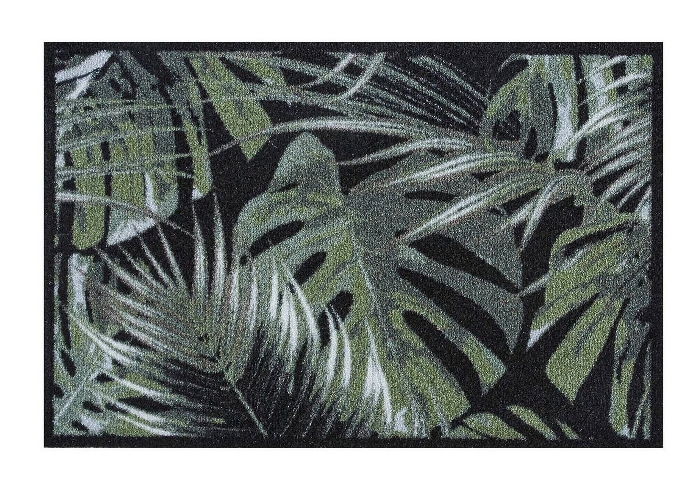 Fußmatte MD Entree Ambiance Eingangsmatte - Teppichmatte - Küchenteppich, MD Entree, rechteckig, Höhe: 8 mm, bei 30° waschbar, anti-rutsch, 50 x 75 cm, Palm Leaves, grün von MD Entree