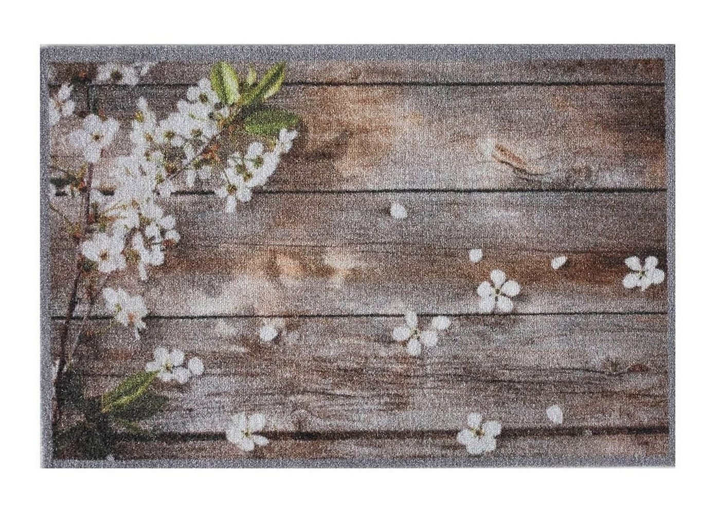 Fußmatte MD Entree Impression Eingangsmatte - Teppichmatte - Küchenteppich, MD Entree, rechteckig, Höhe: 5 mm, bei 30° waschbar, anti-rutsch, 40 x 60 cm, Flowers on Wood, braun von MD Entree