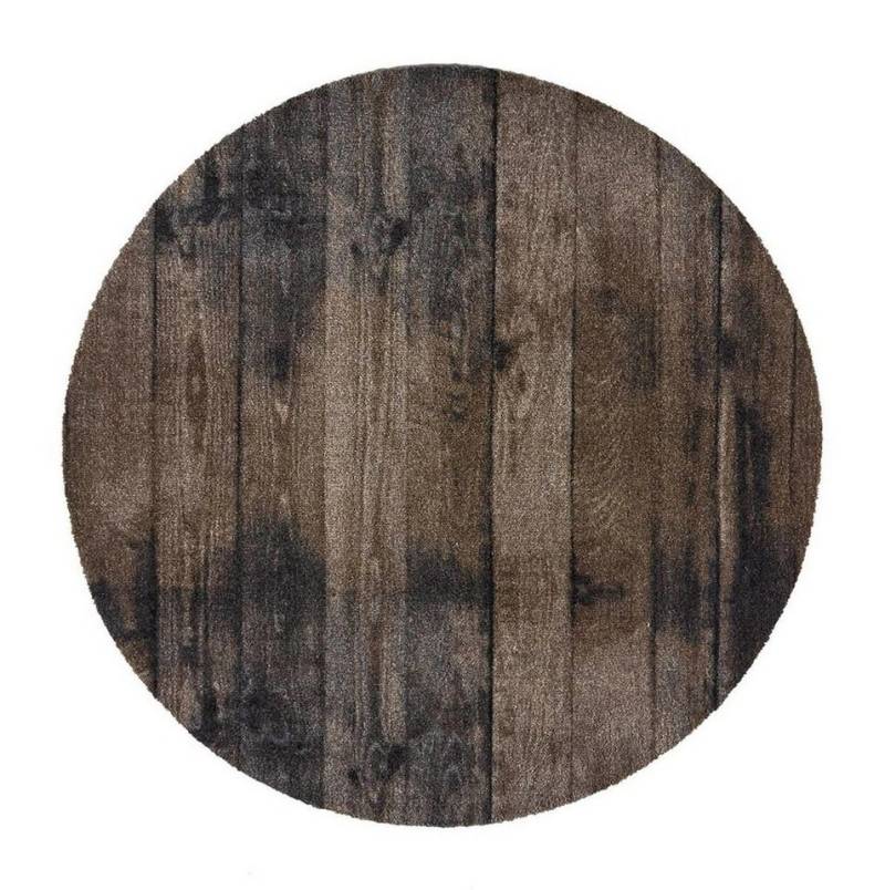 MD Entree Fußmatte Universal Teppichmatte Wohnteppich, rund, Höhe: 8 mm, bei 30° waschbar, anti-rutsch, Ø 100 cm, Wood, braun von MD Entree