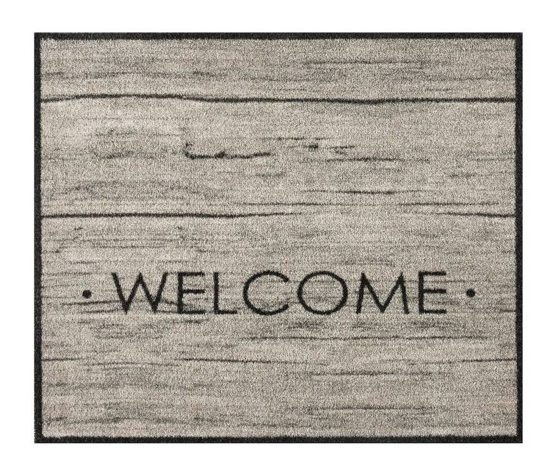 MD Entree Fußmatte Walk&Wash Teppichmatte Eingangsmatte, rechteckig, Höhe: 8 mm, bei 30° waschbar, anti-rutsch, 67 x 80 cm, Welcome Oak, beige von MD Entree