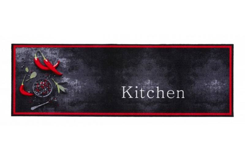 MD Entree Läufer Cook&Wash Küchenläufer Teppichmatte, rechteckig, Höhe: 5 mm, bei 30° waschbar, anti-rutsch, 50 x 150 cm, Spicy Kitchen, schwarz von MD Entree