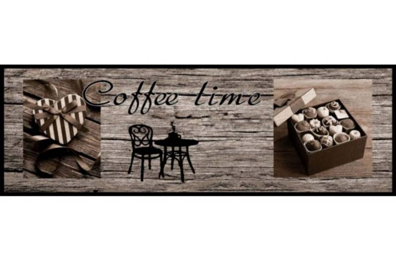 MD Entree Läufer Cook&Wash Küchenläufer Teppichmatte, rechteckig, Höhe: 5 mm, bei 30° waschbar, anti-rutsch, 50 x 150 cm, Coffee Time, braun von MD Entree