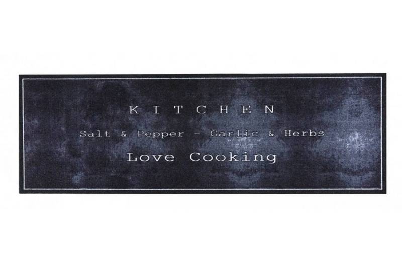 MD Entree Läufer Cook&Wash Küchenläufer Teppichmatte, rechteckig, Höhe: 5 mm, bei 30° waschbar, anti-rutsch, 50 x 150 cm, Love Cooking, schwarz von MD Entree