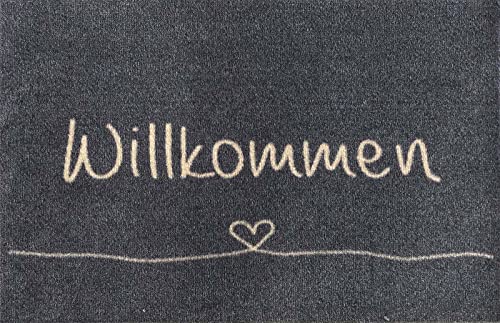 MD Entree Eingangsmatte Teppichmatte Küchenmatte Küchenteppich Läufer Teppich Fußmatte Küchenvorleger Matte Wohnraummatte, Größe:50x75 cm, Motiv:willkommen Herz grau MD Entree Eingangsmatte Teppichmatte Küchenmatte Küchenteppich Läufer Teppich Fußmatte Küchenvorleger Matte Wohnraummatte, Größe:50x75 cm, Motiv:willkommen Herz grau von MD Entree