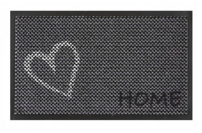 MD Entree Fußmatte Safe Home Teppichmatte anti-baktierelle Hygienematte, rechteckig, Höhe: 6 mm, bei 30° waschbar, anti-rutsch, 45 x 75 cm, Love, grau von MD Entree