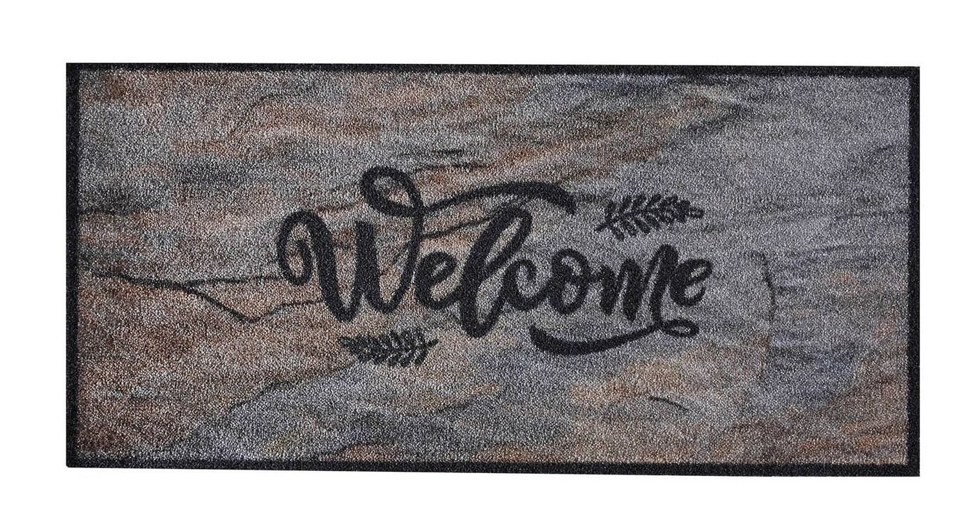 Fußmatte MD Entree Vision Eingangsmatte - Teppichmatte - Küchenteppich, MD Entree, rechteckig, Höhe: 8 mm, bei 30° waschbar, anti-rutsch, 40 x 80 cm, Welcome Stone, braun von MD Entree