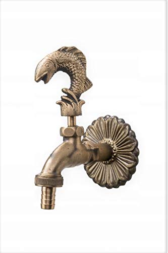 MD technic Nostalgischer Wasserhahn mit Fischmotiv für den Außenbereich Garten, Auslaufhahn, Antik von MD technic