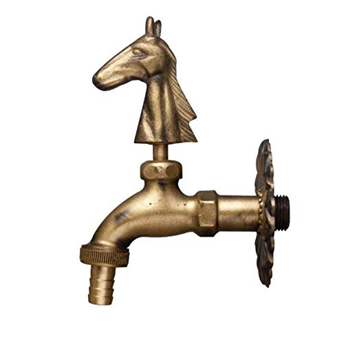 Nostalgischer Wasserhahn mit Pferdekopfmotiv für den Außenbereich Garten, Auslaufhahn, Antik von MD technic