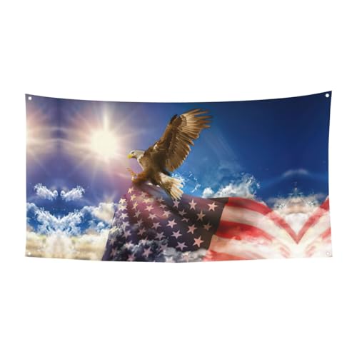 Amerikanische Flagge Adler Kunstdruck Urlaub Party Banner Dekorationen mit Metall, für drinnen und draußen, Hängeschild, Ösen, 1 Packung Amerikanische Flagge Adler Kunstdruck Urlaub Party Banner Dekorationen mit Metall, für drinnen und draußen, Hängeschild, Ösen, 1 Packung von MDATT
