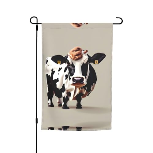 Kuh schwarz und weiß gepunktet, 30,5 x 45,7 cm, doppelseitige Gartenflagge, Frühlingsflagge, Gartenflagge, Hausflagge für den Außenbereich, Hofdekoration von MDATT