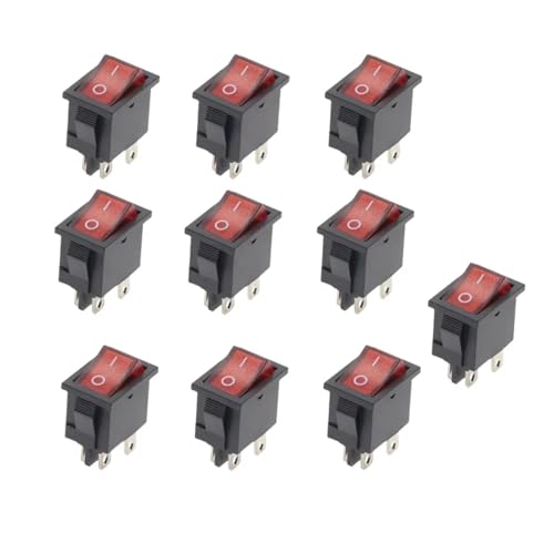 MDBJTCYZN 10 PCS red KCD1 6A/250V AC 10A/125V 21 * 15mm 4 Pin Boat Car Rocker Switch ON-Off with Light Switch MDBJTCYZN 10 PCS red KCD1 6A/250V AC 10A/125V 21 * 15mm 4 Pin Boat Car Rocker Switch ON-Off with Light Switch von MDBJTCYZN