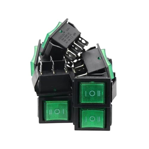 MDBJTCYZN 10pcs Green Power Switchs Boat 3 Position 6Pin 31x25mm Button Latching with Lamp Light KCD4 16A 250VAC MDBJTCYZN 10pcs Green Power Switchs Boat 3 Position 6Pin 31x25mm Button Latching with Lamp Light KCD4 16A 250VAC von MDBJTCYZN
