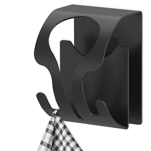 MDCASA Handtuchhalter ohne Bohren, schwarz I Geschirrtuchhalter aus hochwertigem Edelstahl inkl. Kratzschutz I zum Kleben, Klemmen oder Schrauben von MDCASA