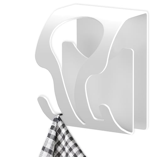 MDCASA Handtuchhalter ohne Bohren, weiß I Geschirrtuchhalter aus hochwertigem Edelstahl inkl. Kratzschutz I zum Kleben, Klemmen oder Schrauben von MDCASA