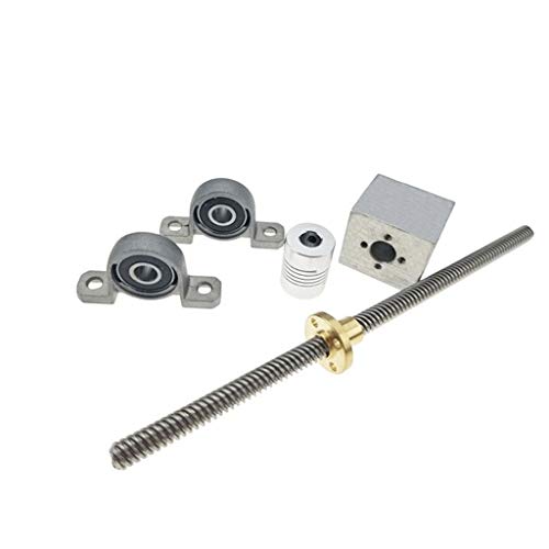 3D-Drucker T8 Gewindespindelsatz, KP08 KFL08 Muttergehäuse Leitspindelsatz mit Kupplung (1 Stück × T8 Gewindespindel + 1 Stück × Mutter + 1 Stück × Muttergehäuse + 1 Stück × Kupplung D19L25 8 * 8 mm + von MDD