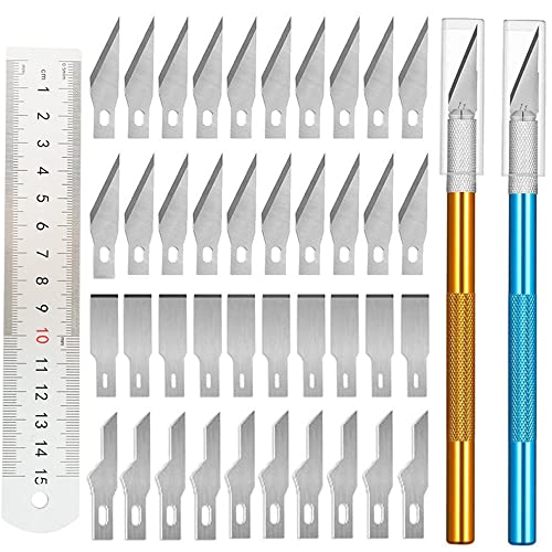 Hobby Skalpell , Cuttermesser Skalpell Set, Precision Carving Craft Messer Set, Cutter Skalpell Set, 2 Messer Und 40 Ersatzklingen, Ideal Zum Erstellen Von Kunst, Schneiden, Gravieren von MDDC