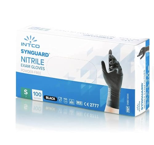 Einweghandschuhe, einmalhandschuhe Nitril handschuhe, untersuchungshandschuhe für medizinische Lebensmittel, puderfrei, latexfrei, hypoallergen 100 stück/box (100, Schwarz, S) von MDDE