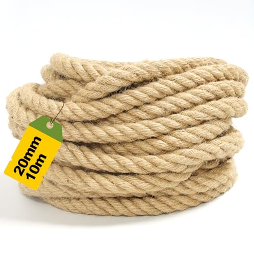 Extra Dickes Juteseil 20mm x 10m – Schwerlast-Tau Seil für Katzentürme & Garten | Robustes Naturfaser-Tauwerk von MDDK DY