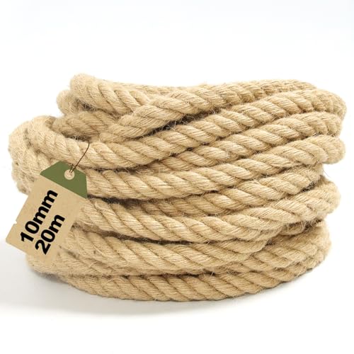 Juteschnur 10mm x 20m – Robustes Juteseil, Dickes Naturfasertau für Bastelkordeln, Katzenspielzeug & Deko| Reißfestes Hanfseil-Alternative, Kordel, Paketschnur, Juteband Juteschnur 10mm x 20m – Robustes Juteseil, Dickes Naturfasertau für Bastelkordeln, Katzenspielzeug & Deko| Reißfestes Hanfseil-Alternative, Kordel, Paketschnur, Juteband von MDDK DY
