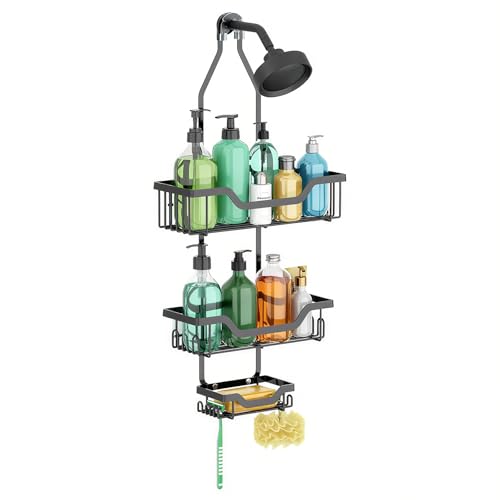 MDDK DY Duschablage zum Hängen, Duschregal Ohne Bohren, Shampoo Halterung für Dusche,3-Stufiger Hängendes Duschregal mit Handtuchhalter und Seifenhalter, Badezimmer Organizer Schwarz MDDK DY Duschablage zum Hängen, Duschregal Ohne Bohren, Shampoo Halterung für Dusche,3-Stufiger Hängendes Duschregal mit Handtuchhalter und Seifenhalter, Badezimmer Organizer Schwarz von MDDK DY