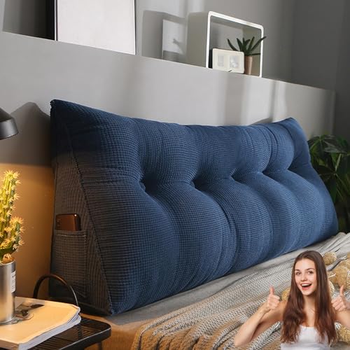 MDDKOP Großes dreieckiges Keil-Lesekissen, für Kopfstütze, Kissen für Doppelbett, Kissen für Schlafzimmer, Sofa Lendenwirbelstütze(Gray,200x20x50cm) von MDDKOP