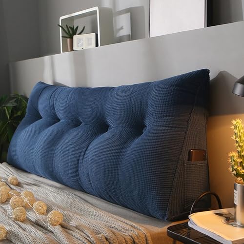 MDDKOP Großes dreieckiges Keil-Lesekissen für Nachttisch, Rückenlehne, Kissen für Doppelbett, Nackenrolle, Kopfteil für Schlafzimmer, Couch(Gray,120x20x50cm) von MDDKOP