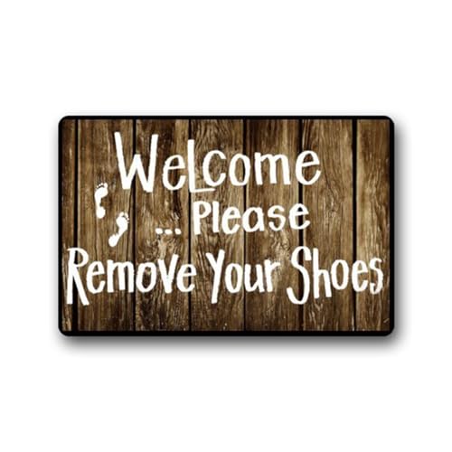 MDEIMAT Fußmatte mit Aufschrift "Welcome Take Off Your Shoes" von MDEIMAT