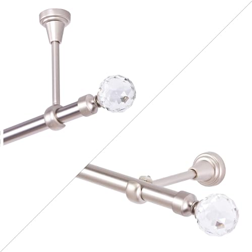 Gardinenstange 140 cm, 1-läufig, Chrom Matt, Vorhangstange mit Kristallkugel, für Wandmontage- oder Deckenbefestigung Gardinenstange 140 cm, 1-läufig, Chrom Matt, Vorhangstange mit Kristallkugel, für Wandmontage- oder Deckenbefestigung von MDEKOR