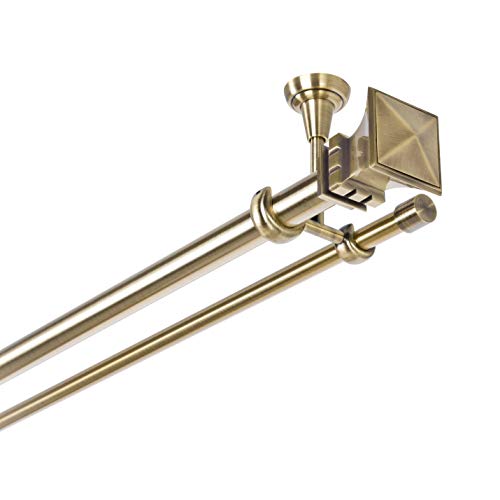 Gardinenstange 25/16 mm 2-Lauf Deckenbefestigung Antik-Gold Metall (160) von MDEKOR