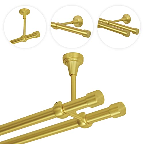Gardinenstange 320 cm Deckenmontage | Vorhangstange 2 läufig Ø 19mm | Gold-Matt Messing Antik Vintage-Look Retro-Stil | Endkappe Gardinenstange 320 cm Deckenmontage | Vorhangstange 2 läufig Ø 19mm | Gold-Matt Messing Antik Vintage-Look Retro-Stil | Endkappe von MDEKOR